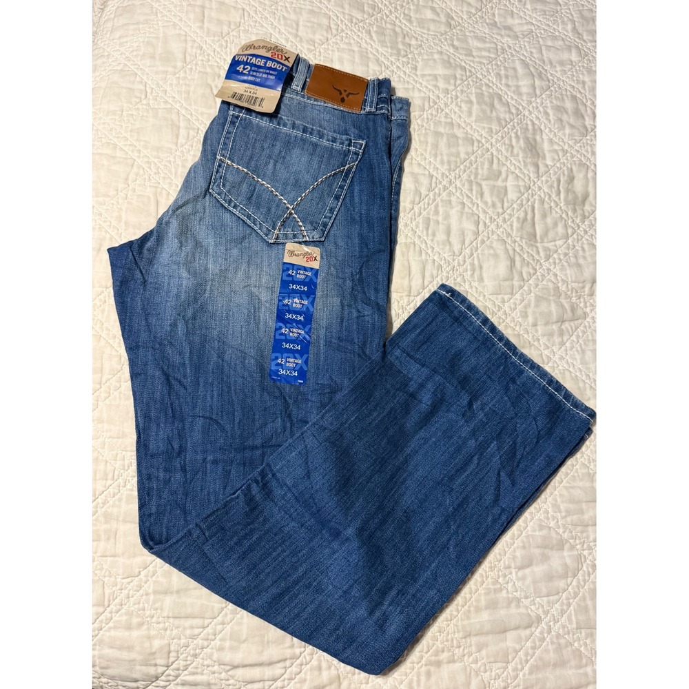 Wrangler Jeans Mens 34x34 Blue 20X Vintage Boot 42 Slim Fit Bootcut 42MWXLB NWT